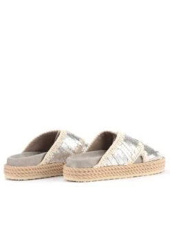 Mou Rope Bio In Pelle Silver Con Ricamo - Muiltjes - Argento -Verfijnd Schoen Winkel 1f81ddf4c4984b91b3ebfee5263d4093