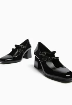 BERSHKA Mary Jane Block Heel - Klassieke Pumps - Black -Verfijnd Schoen Winkel b04bedc22f9c4202a7dc572adcd4d13e