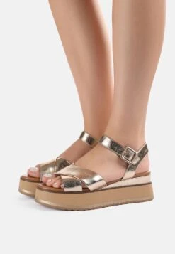 Inuovo Sandalen Met Sleehak - Gold Gld