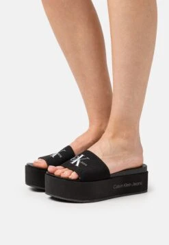 Calvin Klein Jeans Flatform Monogram - Muiltjes Met Hak - Black